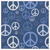 散在する平和のサイン青ID1075 ファブリック (クローズアップ)