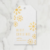 散在する雪フォイルのクリスマスと休日のギフトタグ ギフトタグ (正面)