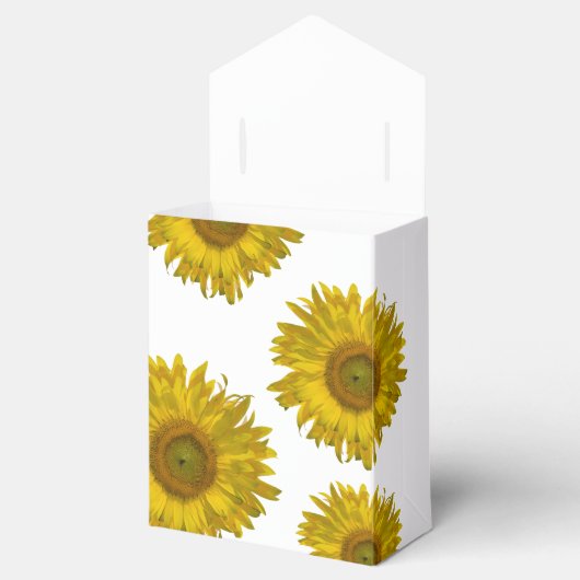 散在する黄色のひまわりパーティー フェイバーボックス (オープン)