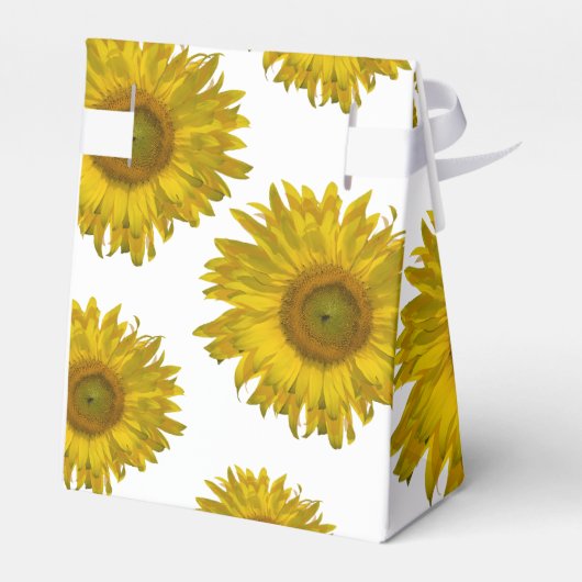 散在する黄色のひまわりパーティー フェイバーボックス (裏面サイド)