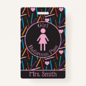 散在カラーペンチルガールバスバスパスバッジ バッジ (正面)