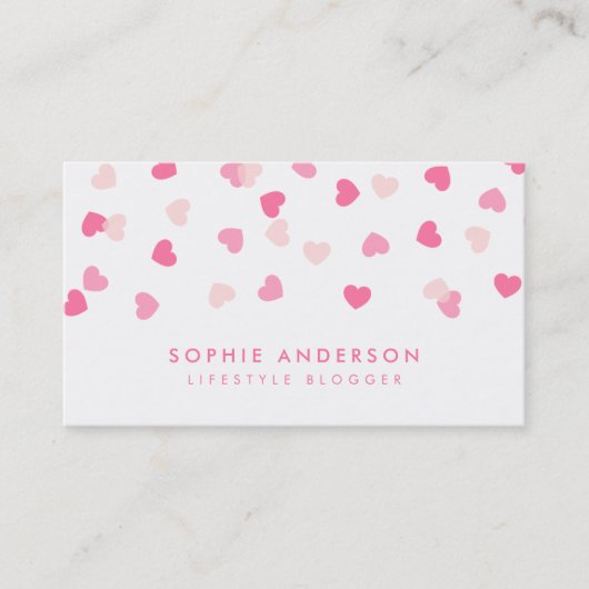 散在ピンクハート紙吹雪ソーシャルメディア 名刺 (正面)