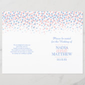 散在紙吹雪点ピンクブルー結婚式プログラム (正面)