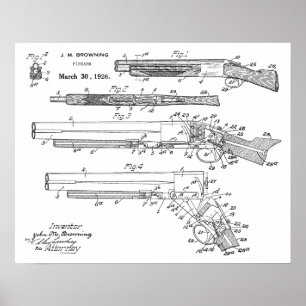 散弾銃のパテントの芸術のスケッチのプリントを茶色にする1926年 ポスター