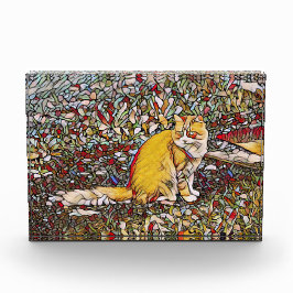 散歩する可愛い茶トラ猫 フォトブロック