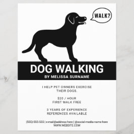 散歩と言う犬のシルエット - ドッグウォーカー チラシ