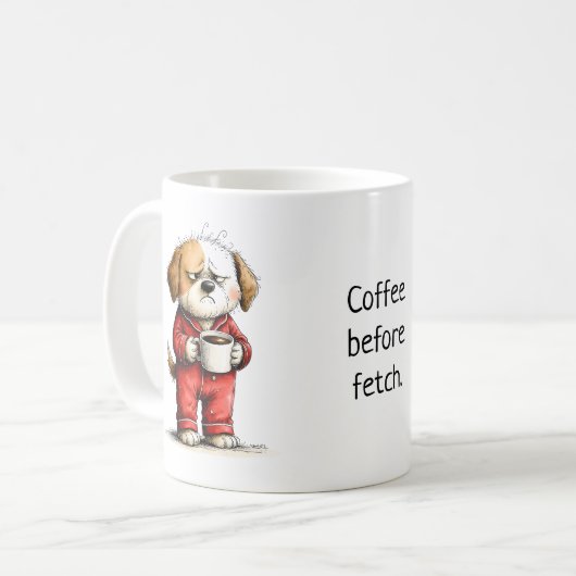 散歩よりコーヒー派のイライラ犬 コーヒーマグカップ (正面左)