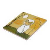 散歩を均等にすること、お洒落な森林白いフクロウの芸術 タイル (側面)