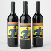 散歩姿の個人用設定 ワインラベル (ボトル)