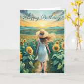 散歩誕生日カード カード (黄色い花)