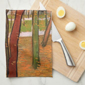 散歩: ヴィンセント・ヴァン・ゴッホの落ち葉 キッチンタオル (四つ折り)