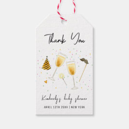 散水とシャンパングラス赤ちゃんシャワーを参照 ギフトタグ