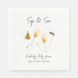 散水とシャンパングラス赤ちゃんシャワーを参照 スタンダードランチョンナプキン