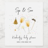 散水とシャンパングラス赤ちゃんシャワーを参照 ワインラベル (シングルラベル)