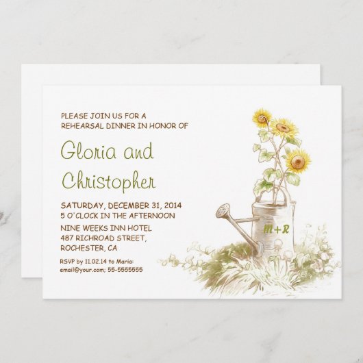 散水はヒマワリのリハーサルのディナー招待状 招待状 (正面/裏面)