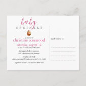 散水カラフルベビー散水ベビーシャワー インビテーションポストカード (裏面)