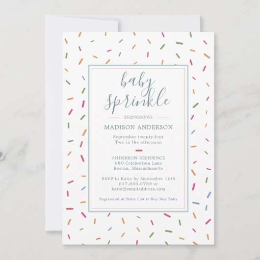 散水カラフルベビー散水ベビーシャワー 招待状 (正面)