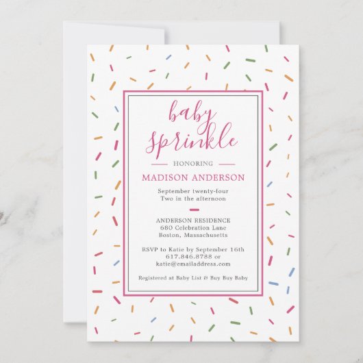 散水カラフルベビー散水ベビーシャワー 招待状 (正面)