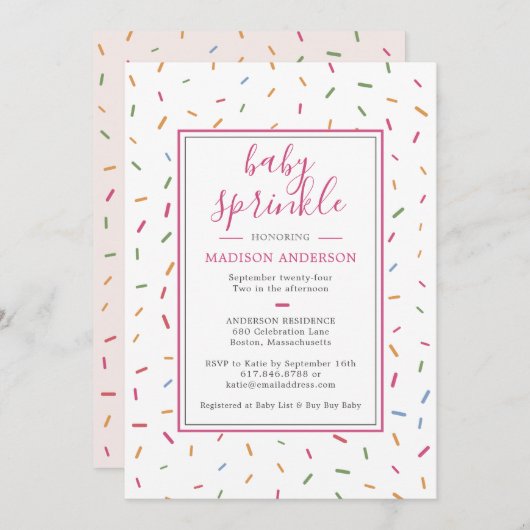 散水カラフルベビー散水ベビーシャワー 招待状 (正面/裏面)