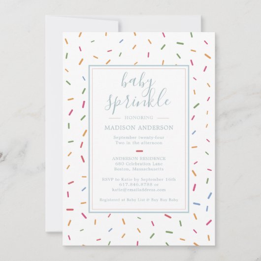 散水カラフルベビー散水ベビーシャワー 招待状 (正面)