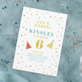 散水カラフル子供の誕生日パーティー 招待状