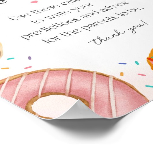 散水ドーナツ赤ちゃんシャワーアドバイスベビー標識 ポスター (角)