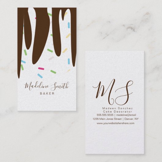 散水ベーカリーアイスクリームつや消しドリップ 名刺 (正面/裏面)