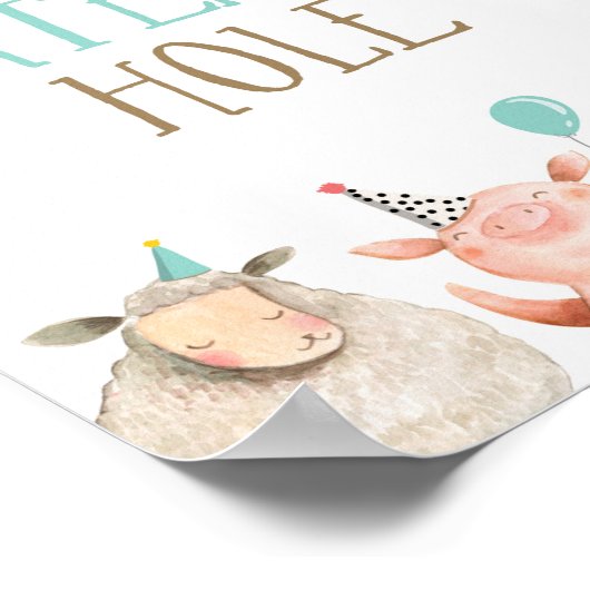 散水ホールファームアニマルズ納屋周囲の庭ボーイ誕生日 ポスター (角)