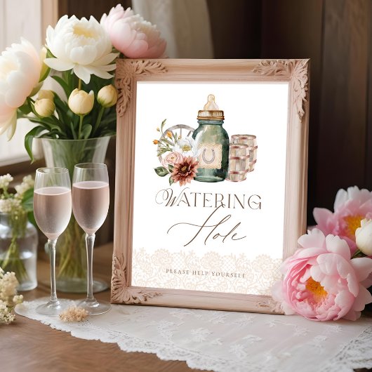 散水ホールベビーボトルワイルドウェスタンベビーシャワー ポスター