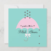 散水ラブティール(緑がかった色)ブルー&ピンクパーティーシャワー 招待状 (正面)