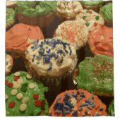 散水付きクリスマスカップケーキ シャワーカーテン (正面)