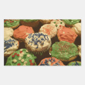 散水付きクリスマスカップケーキ 長方形シール (正面)