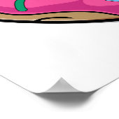 散水付き漫画のピンクのドーナツ ポスター (角)