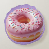 散水付き美味しいピンクのドーナツ ラウンドクッション (裏面)