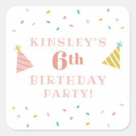散水子供の誕生日パーティーの好意ステッカー スクエアシール