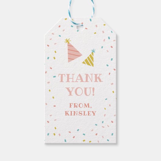 散水子供の誕生日パーティー感謝していユーメッセージカード ギフトタグ (正面)