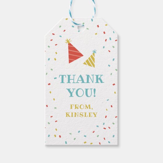 散水子供の誕生日パーティー感謝していユーメッセージカード ギフトタグ (正面)