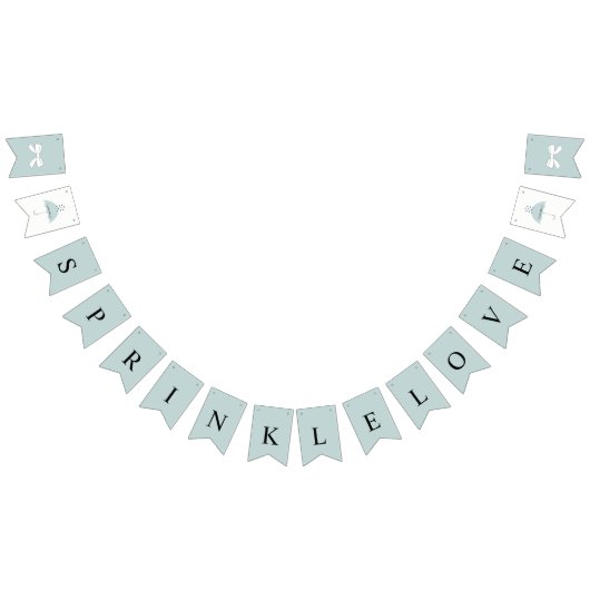 散水小ラブブルーブライダルベビーシャワーパーティー バンティングフラッグ (全)