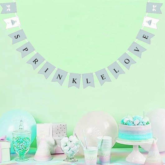 散水小ラブブルーブライダルベビーシャワーパーティー バンティングフラッグ