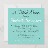 散水愛ティール(緑がかった色)ブルーパーティーシャワー 招待状 (裏面)