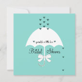 散水愛ティール(緑がかった色)ブルーパーティーシャワー 招待状 (正面)