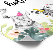 散水穴野生動物ガール誕生日テーブルサイン ポスター (角)