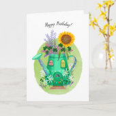 散水缶お洒落及びひまわり誕生日カード カード (黄色い花)