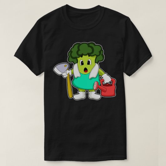 散水缶と農家としてのブロッコリー Tシャツ (デザイン正面)