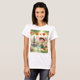 散水缶のある庭の子ども Tシャツ