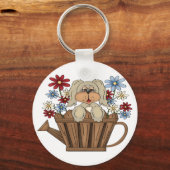 散水缶の中の子犬 キーホルダー (正面)