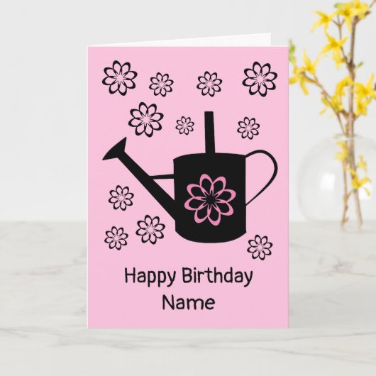 散水缶ガーデンフラワーズ誕生日 カード (黄色い花)