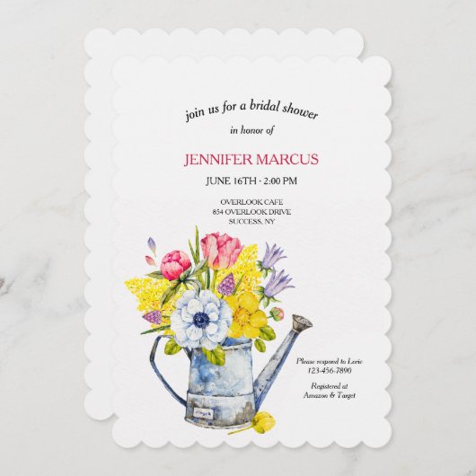 散水缶ブーケシャワー招待状 招待状 (正面/裏面)
