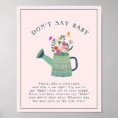 散水缶ベビー開花言わない赤ちゃんシャワーゲーム ポスター (正面)