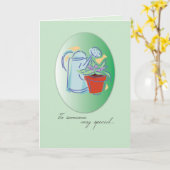 散水缶用プランター誕生日 カード (黄色い花)